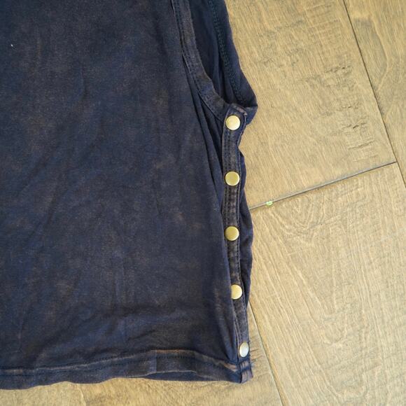 POL Snap Button Center Back Embroidered Tank Top Black Womens Size Small - Picture 5 of 6